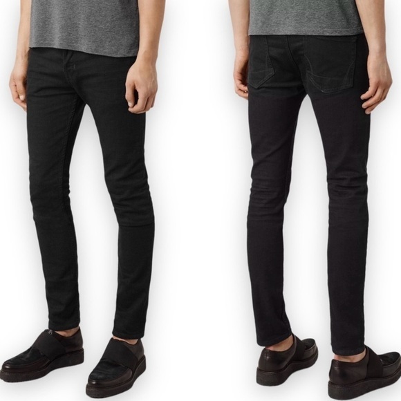 All Saints Other - Allsaints Crow Cigarette Skinny Black Button Fly Denim Jeans Size 28‎